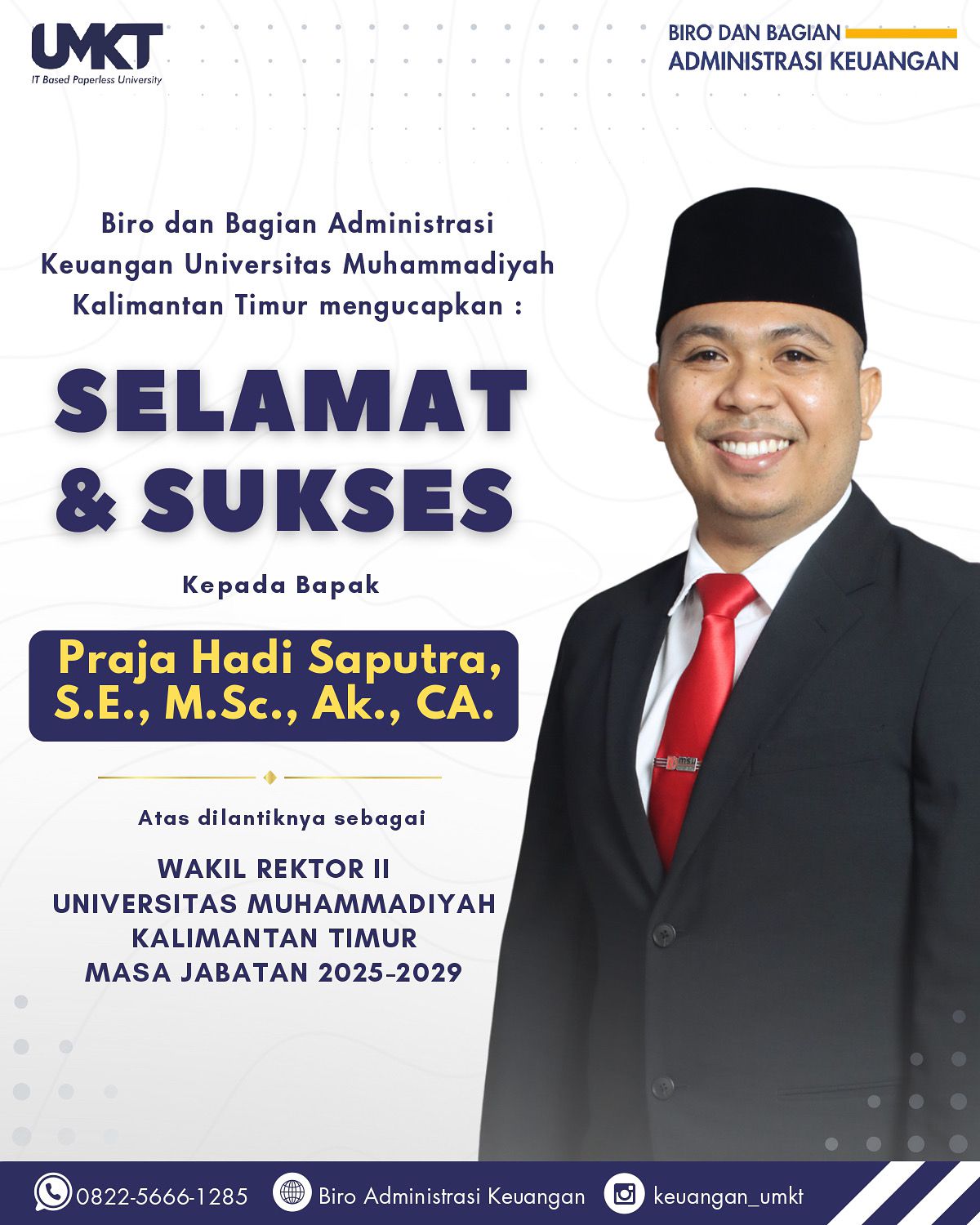 Pelantikan Wakil Rektor bidang Keuangan, Umum dan Aset UMKT masa jabatan 2025-2029