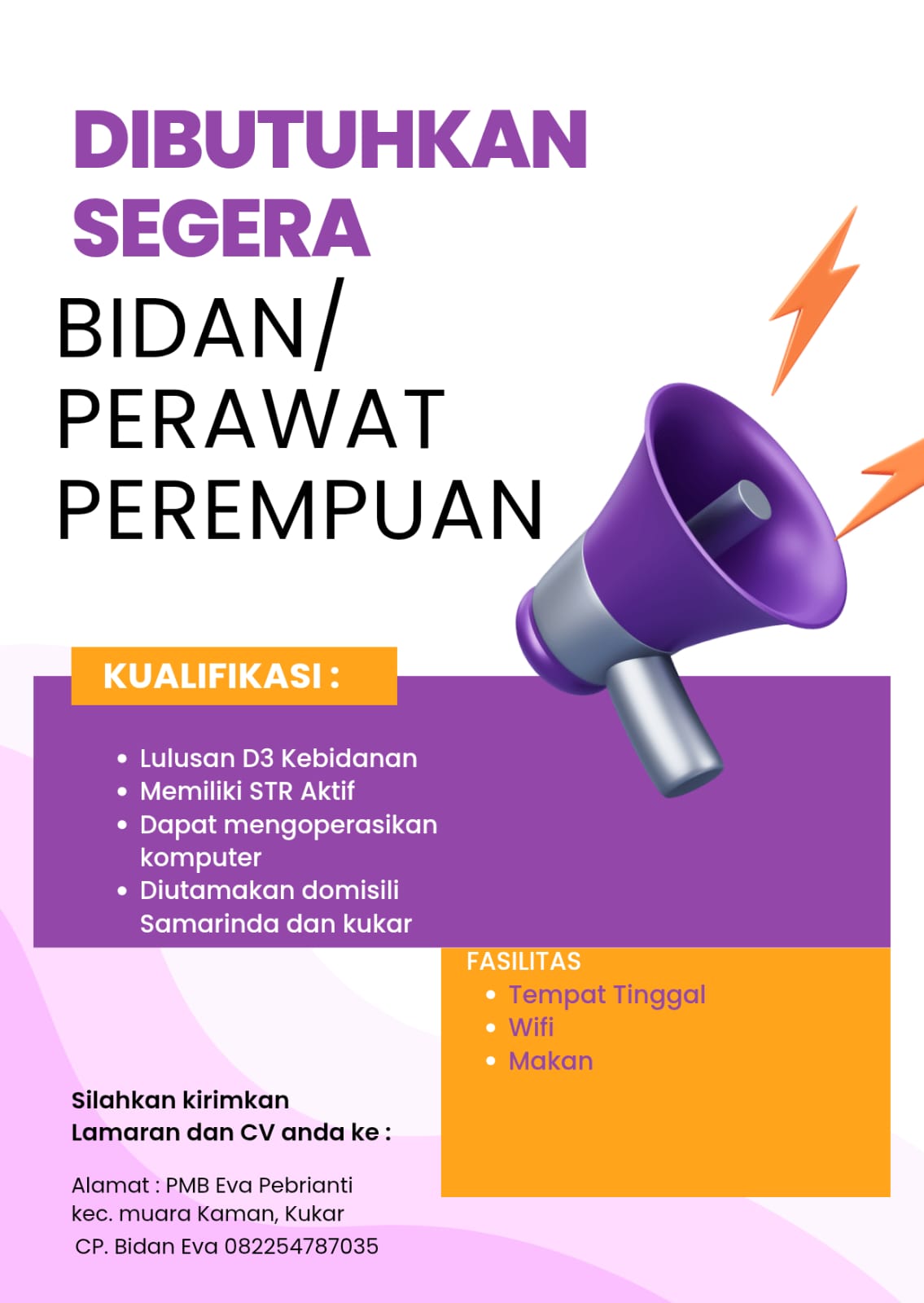 [INFO LOKER] Dibutuhkan Segera – Bidan/Perawat Perempuan