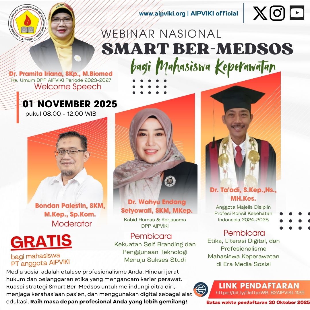 Webinar Nasional Smart Ber-Medsos bagi Mahasiswa Keperawatan - oleh AIPViKI