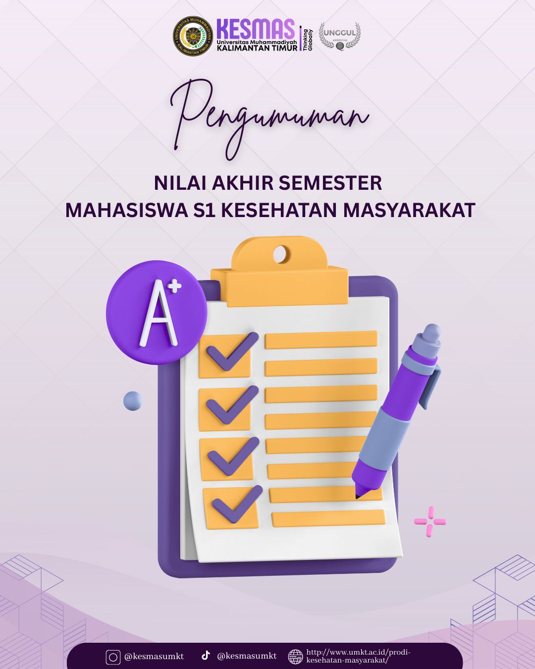 Pengumuman Nilai Akhir Semester Ganjil TA 2025/2026 Mahasiswa S1 Kesehatan Masyarakat
