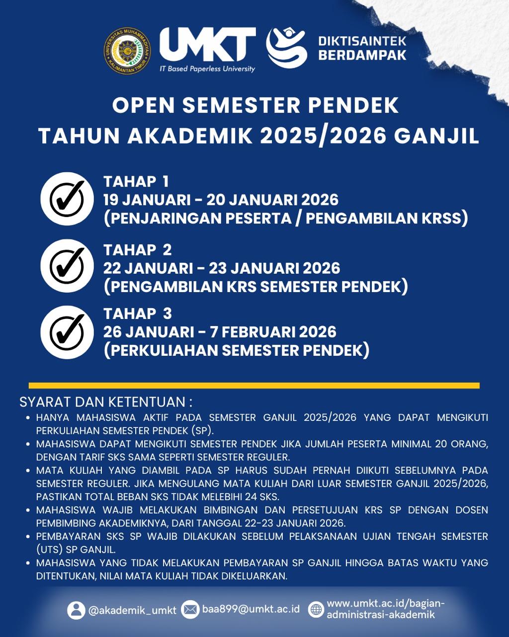 INFORMASI SEMESTER PENDEK (SP) TAHUN AKADEMIK 2025/2026 GANJIL