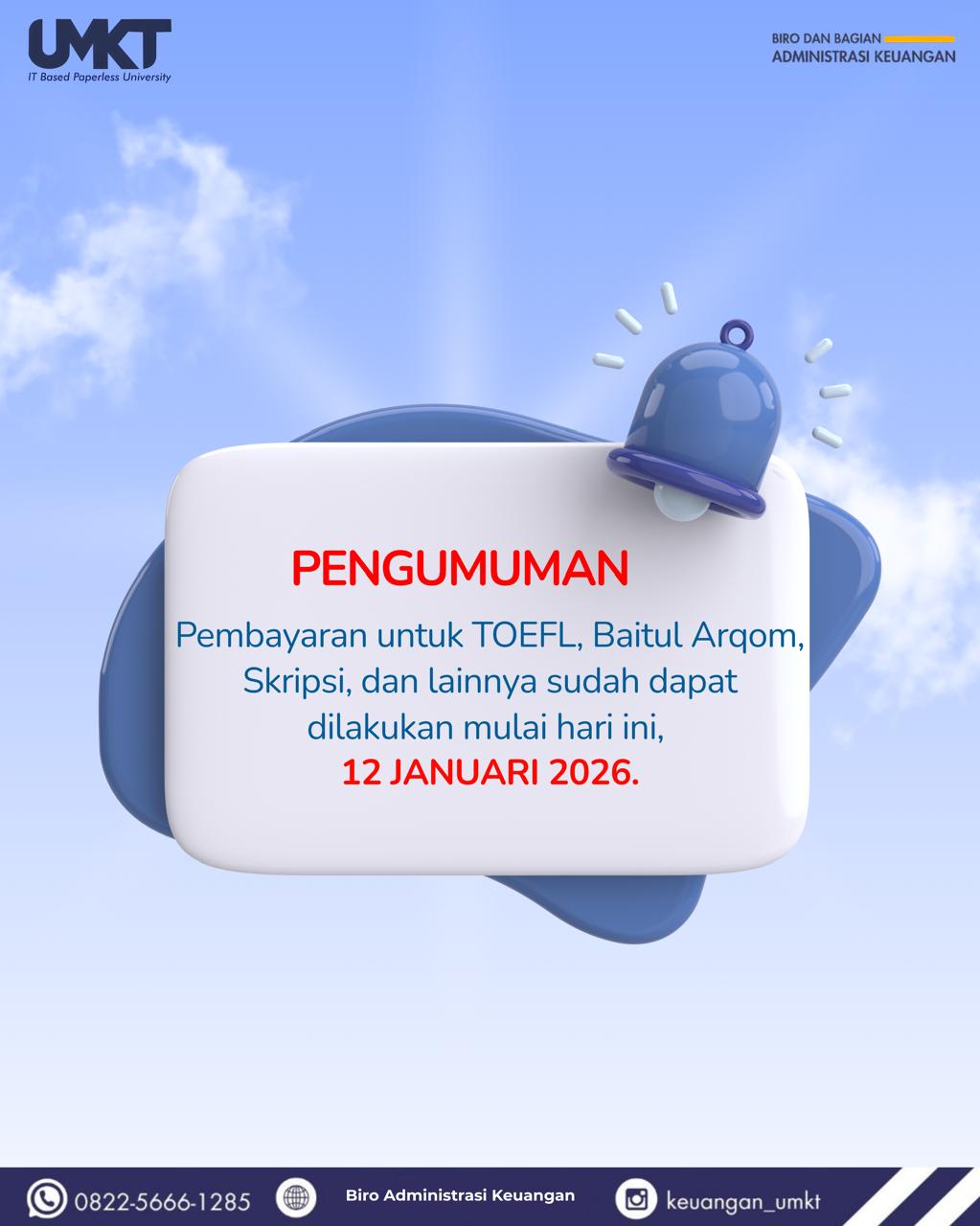 PENGUMUMAN PEMBUKAAN PEMBAYARAN