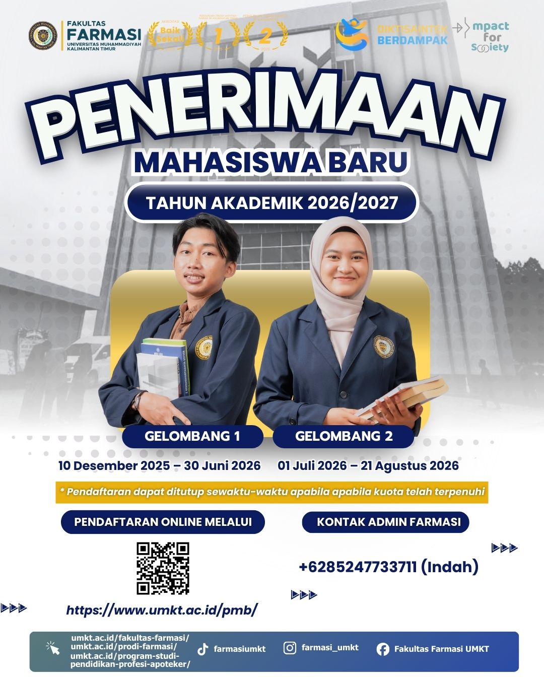 Fakultas Farmasi UMKT Buka Penerimaan Mahasiswa Baru Tahun Akademik 2026/2027